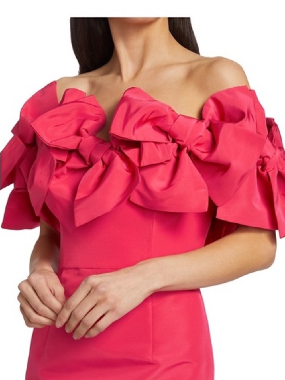 Off-Shoulder Pink Ruffle Midi Dress Carolina Herrera - Picture 4 of 4